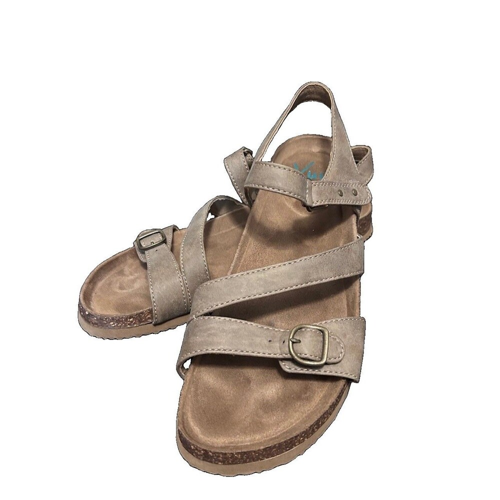 Yuu Phebe Womens Sandals Size 10M Taupe Cork Footbed Adjustable Comfort